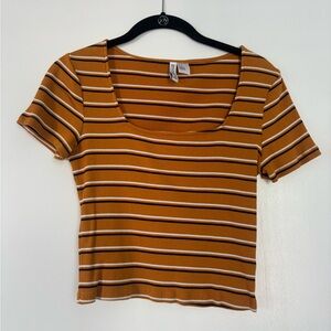 H&M Square Neck Striped Crop Top